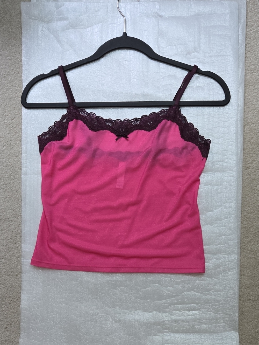 Victoria's Secret Pink Cami with Plum Lace Trim